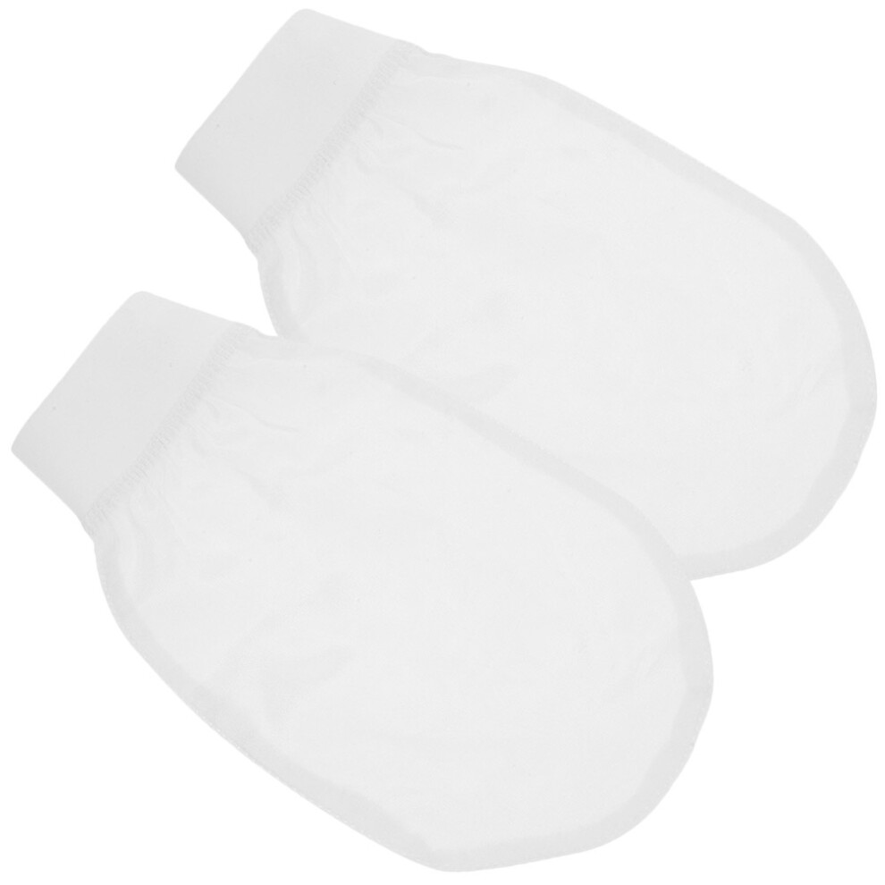 Villcase 2Pcs Shower Gloves White Soft Bath Mittens For Gentle Body Exfoliation