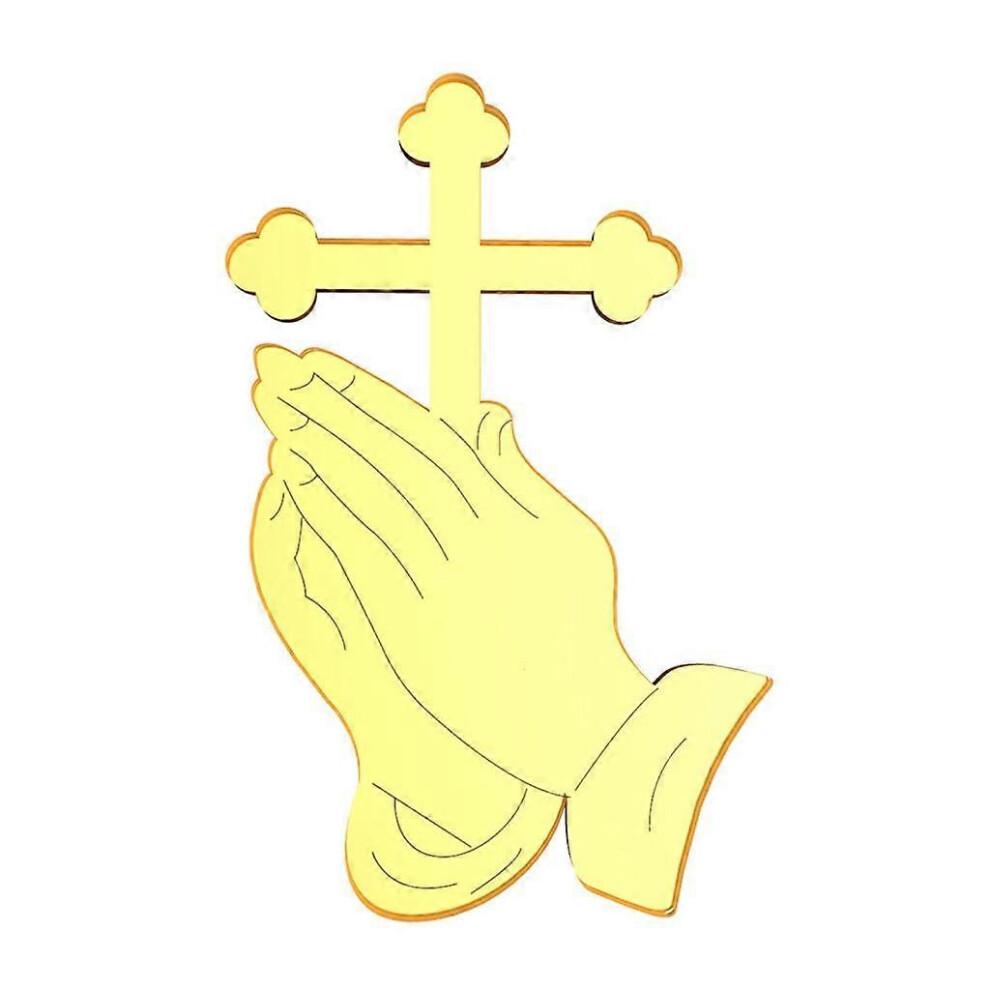 (As Show, Gold) 5Pcs Praying Cross Acrylic Cake Toppers Restaurant Dining Table Dessert 5213747885112