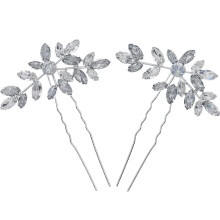 1Pair Silver Rhinestone Hair Forks U Shape Hairpins for Women Bridal