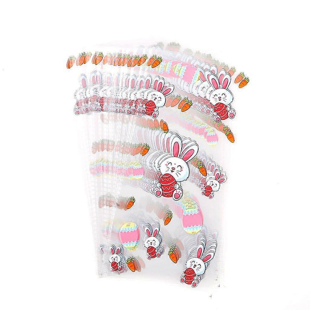 (As Show, 1) 50Pcs Easter Candy Bags Rabbit Egg Treat Bag Goodies Clear Cellophane Container 3242242626441