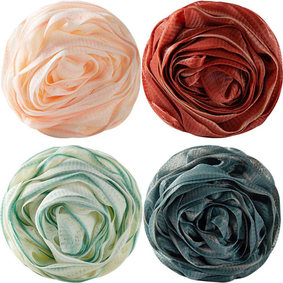 Ohphcall 4Pcs Assorted Color Pe Shower Loofahs For Bath Body Scrubbing