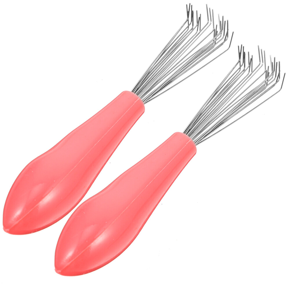 Totority Unisex 2Pcs Hair Brush Cleaning Tool Wooden Comb Cleaner For Home Salon Use