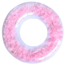 Thickened Transparent Pink PVC Swim Ring for Adults LeakProof Pool Float for Beach and Swimming