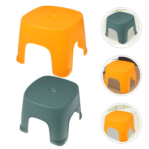 2Pcs Plastic Step Stool Nonslip Household Foot Stool for Bathroom Use 1
