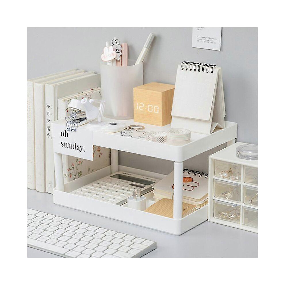 (As Show, One Size) Multifunctional Shelves Double Layer Storage Shelf Desktop Cosmetic Storage Rack 3671082489181