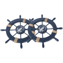 2Pcs Dark Blue Wooden Rudder Wall Hanging Decor Mediterranean Style