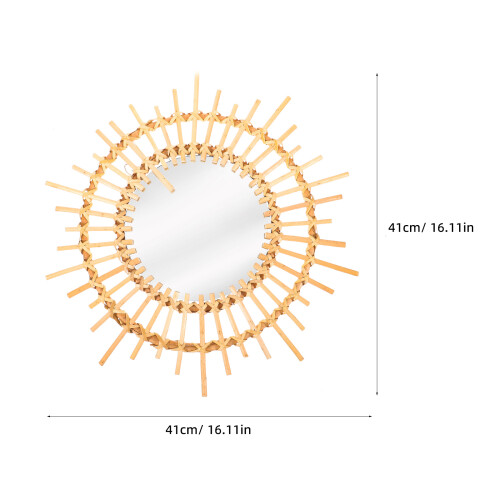 rattan flower circular mirror wall mounted bathroom dressing decor 2