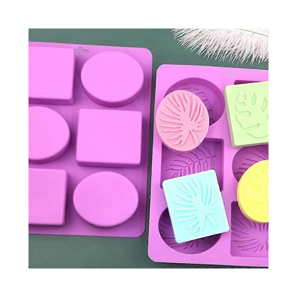 (As Show, One Size) 6 Cavities Square Oval Leaves Handmade Soap Mold Cake Mold Candle Mold 7371837633963