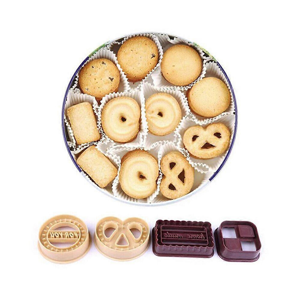 (As Show, One Size) 4Pcs Square Round Cookie Biscuit Cutter Set Bread Fondant Cake Mold Baking Tools 7371837637497