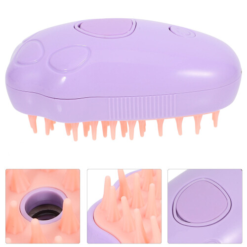 Lavender Abs+tpr Cat Steam Brush Multi-Use Pet Bath Massage Tool 1