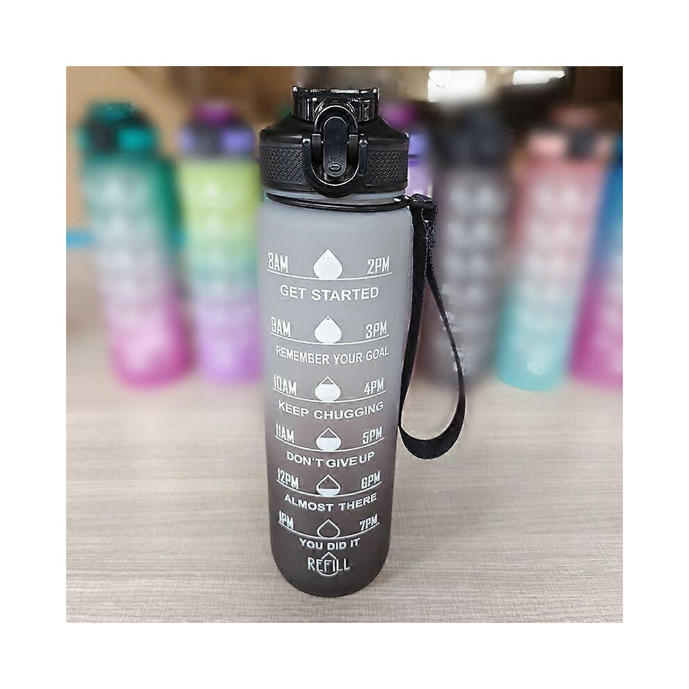 (As Show, Green Powder) 1000Ml Large Capacity Sports Water Bottle Gradient Color Frosted Plastic Cup 7371837693707