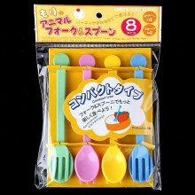 (As show, One size) 8Pcs Fruit Fork and Spoon Set Mini Cartoon Cake Dessert Food Fruit Forks