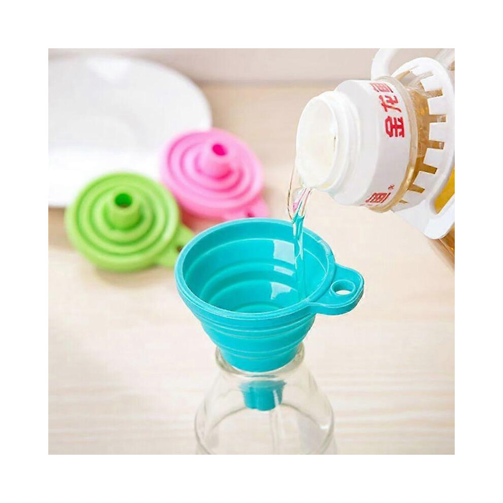 (As Show, One Size) Kitchen Tool Food-Grade Folding Silicone Funnel Liquid Dispensing Mini Funnel 3671082401664