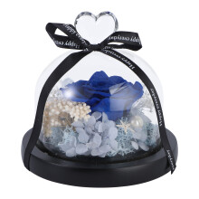 Everlasting Flower Glass Cover Blue Rose for Wife Girlfriend Gift