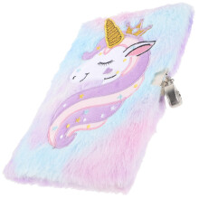 fluffy plush notepad lockable diary for girls and students