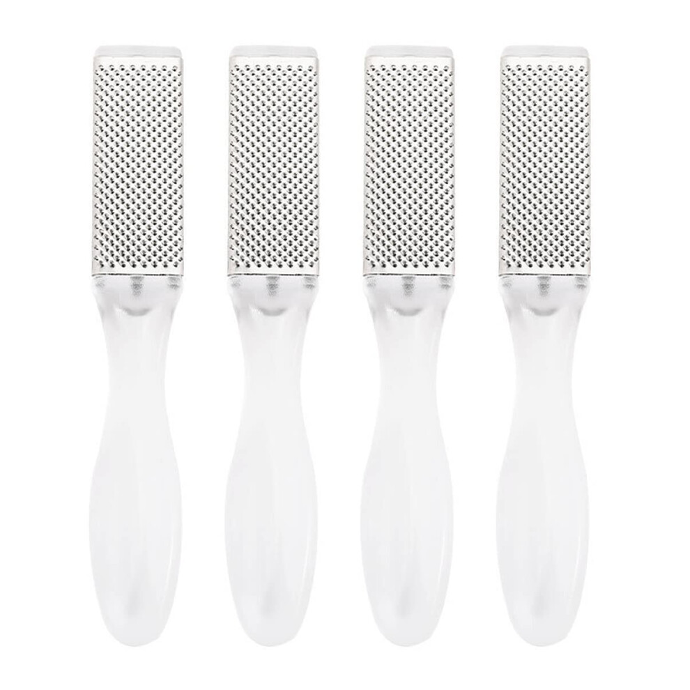 4pcs DoubleSided Stainless Steel Foot File Callus Remover with NonSlip Handle for Dead Skin