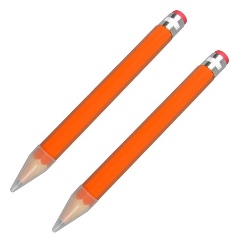 2Pcs Orange Bamboo Writing Pencils with Large Eraser and Clear Case