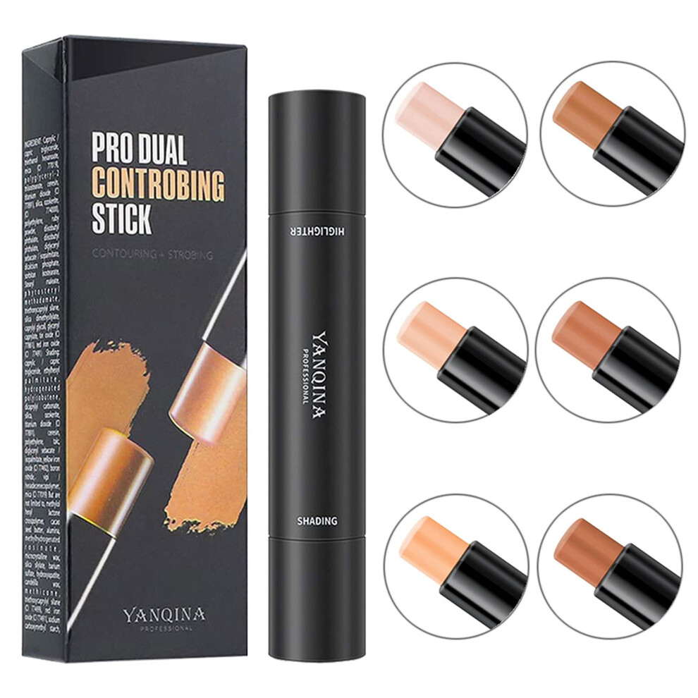 Cream Contour Stick And Highlighter Stick Dual Ended Makeup Set 6 Colors Buildable Formula