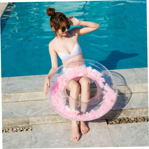 Inflatable Swim Ring for Adults, Thickened PVC Transparent Pool Float with LeakProof Design 2