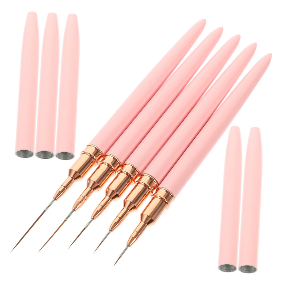 5pcs Professional Nail Art Liner Brush Set with Precision Tip for Manicure and Detailing