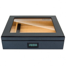 Digital Cigar Humidor Carbon Fiber Finish 25 Capacity Cedar Wood Interior with Accurate Hygrometer