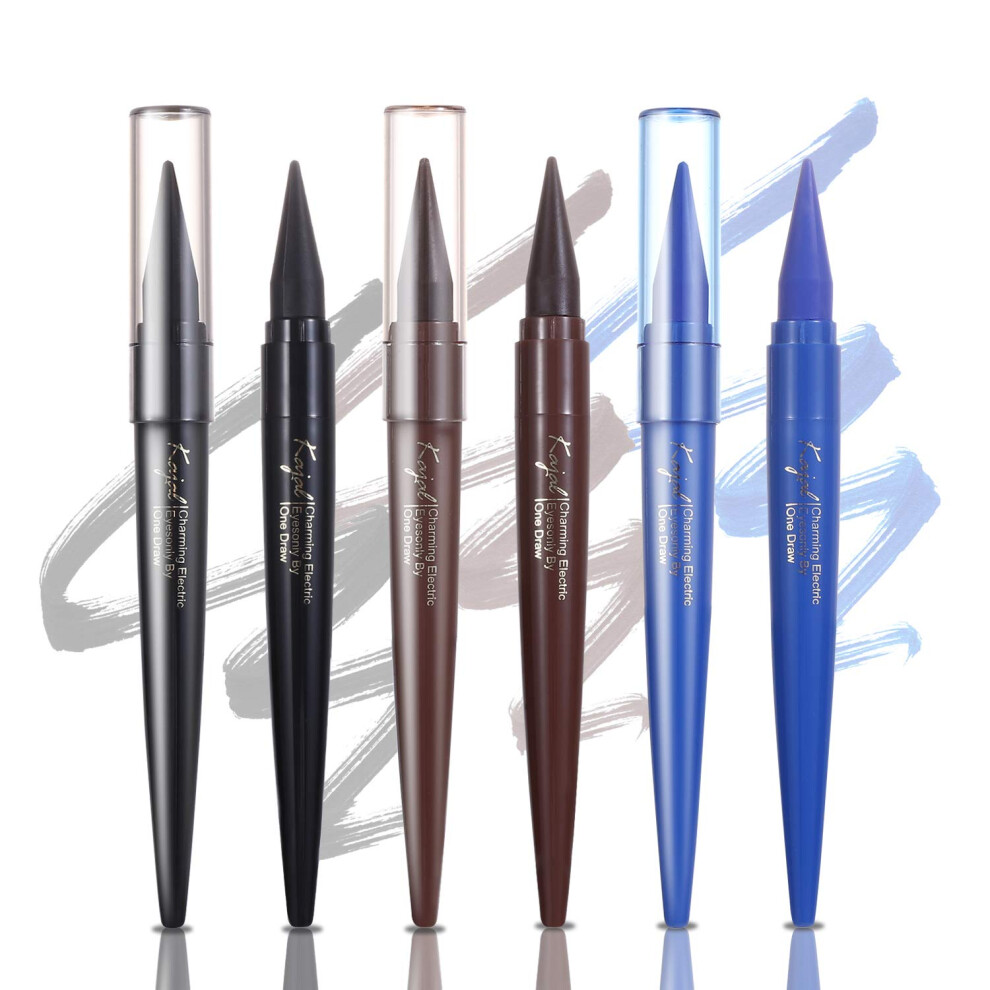 3Pcs Colorful Waterproof Long Lasting Eyeliner Pencil Set Matte Smooth Smudge Proof Eye Makeup