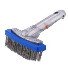 Heavy Duty Stainless Steel Pool Cleaning Brush with Stiff Bristles for Walls Floors Tiles Wet Dry