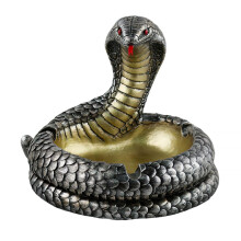 Gothic Snake Ashtray Halloween Decor HeatResistant Resin Cobra Skeleton Smoking Accessory Silver
