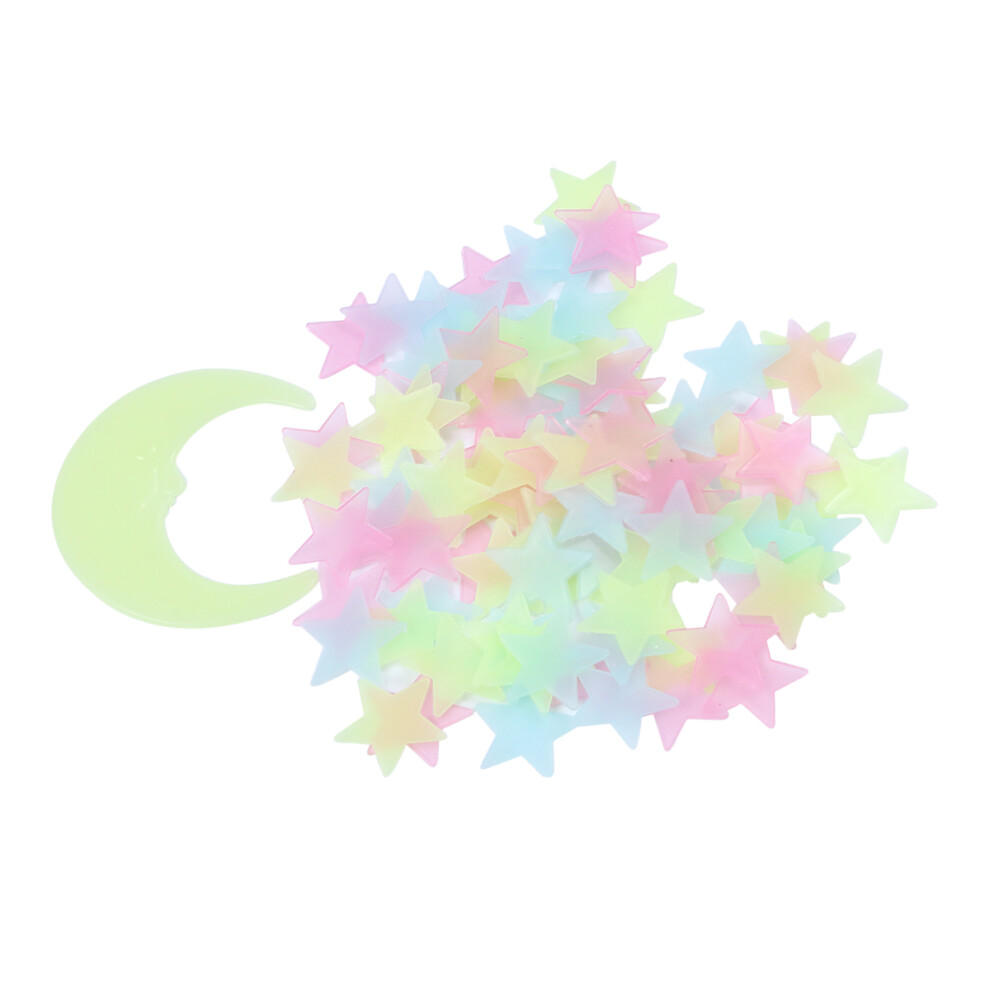 201Pcs Luminous Star Moon Sticker Glow Wall Decor For Girls Dark/Light Inoomp