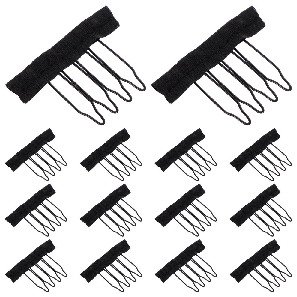 Artibetter Unisex Black Small Wig Clips With Teeth Metal Combs For Hairpiece Caps