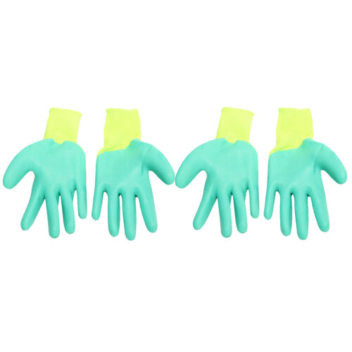 2Pairs Green Rubber Pet Training Gloves Bite-Proof Hand Protection