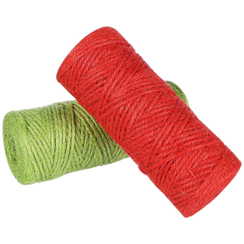 6 Pcs Jute Rope Twine For Gift Wrapping Crafts Christmas 50M Red Green 013714218722