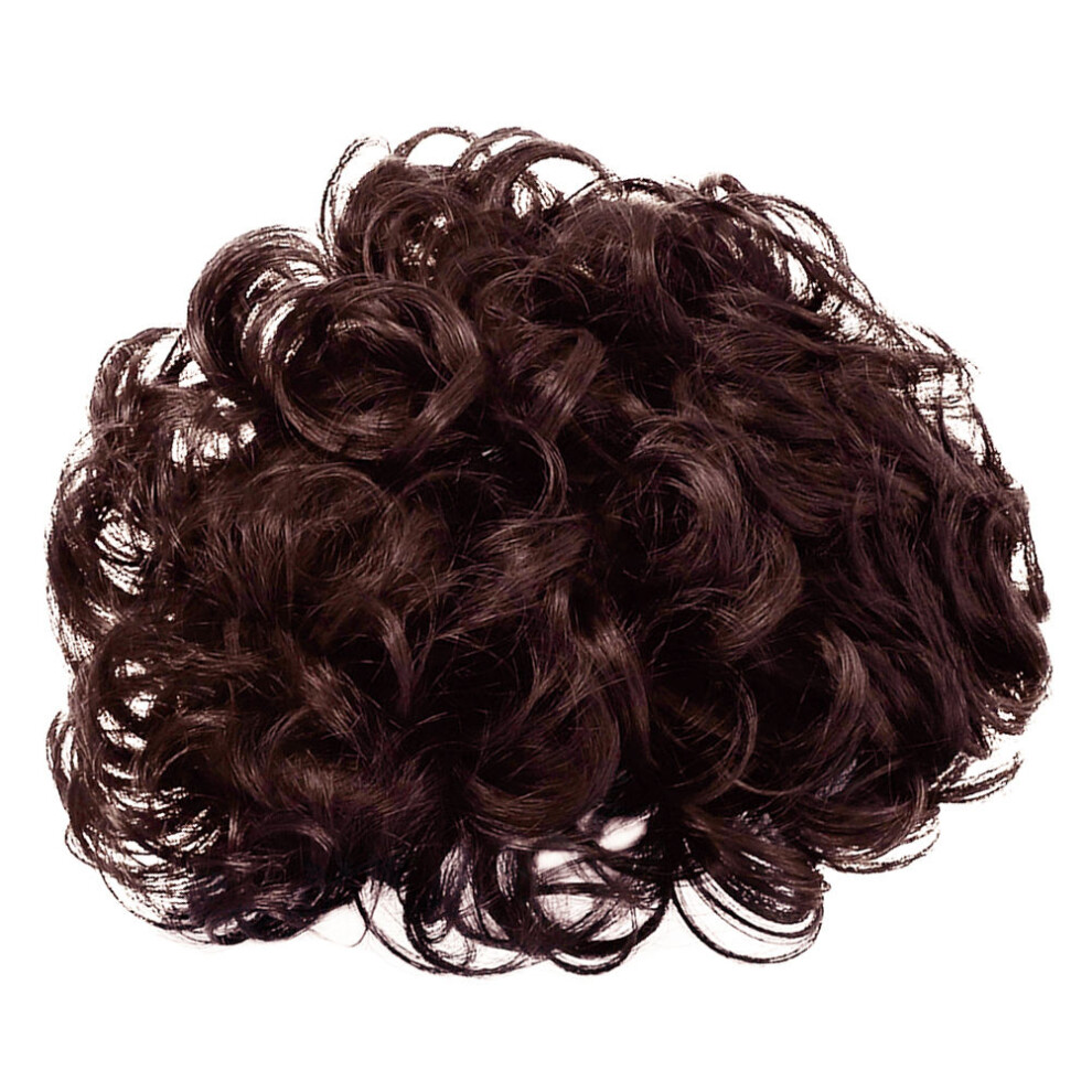 Inoomp Unisex Brown 1Pc Man Short Curly Synthetic Wig Fluffy Hair For Party Cosplay