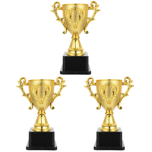 3Pcs Plastic Universal Trophy Cups Kids Reward Prize Assorted Colors 1