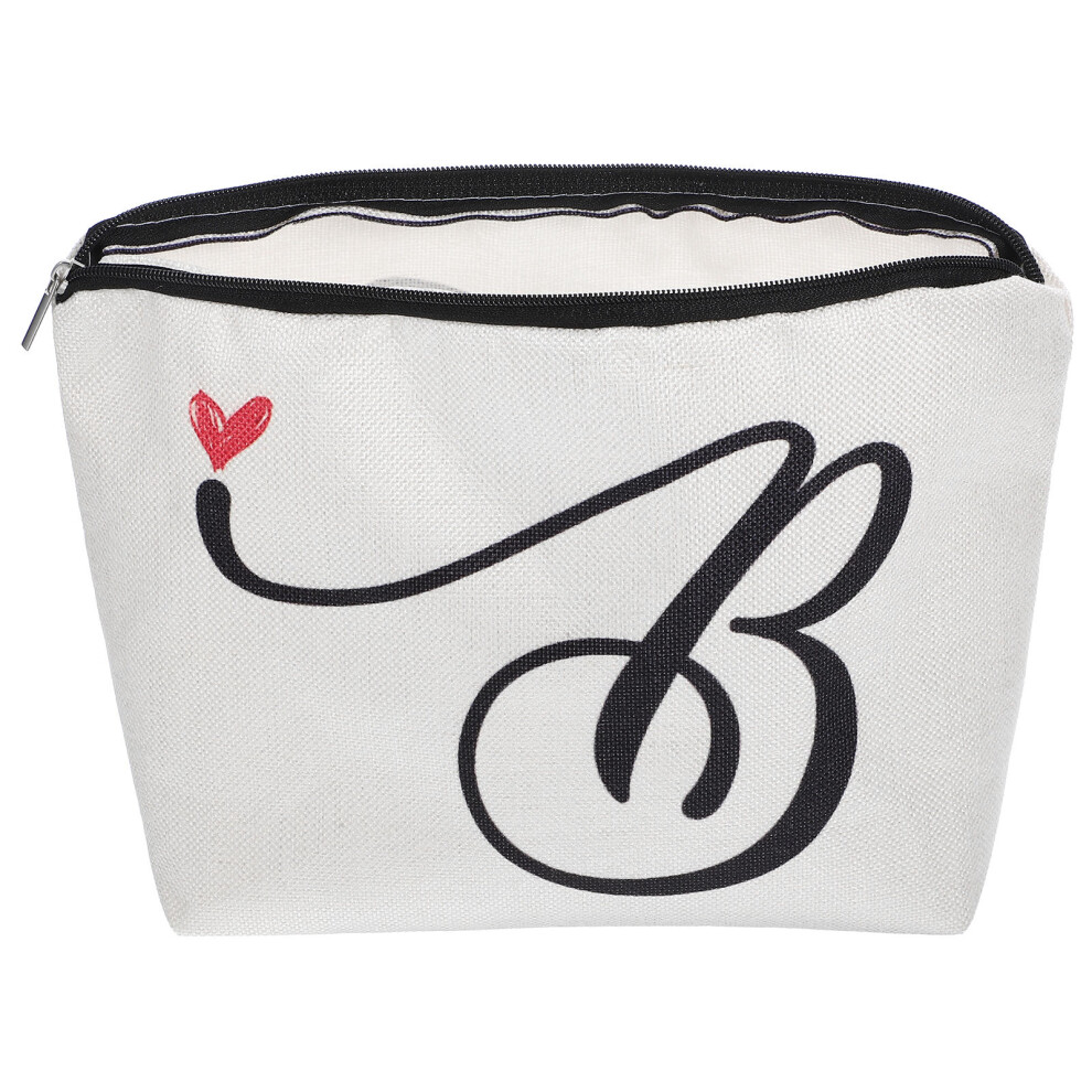 Totority White Linen Small Toiletry Bag For Purse Travel Makeup Pouch