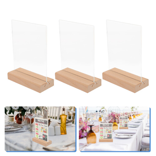 3Pièces Support De Table Transparent En Bois Et Acrylique Antichoc 2