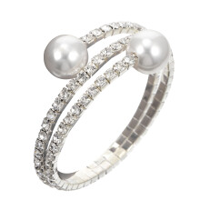 1Pc Pearl Rhinestone Bracelet Silver Fashionable Women Wrist Decor