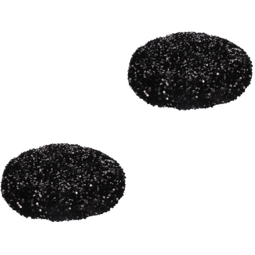 2Pcs Sparkly Black Beret for Women Comfortable Foldable Winter Hat 2