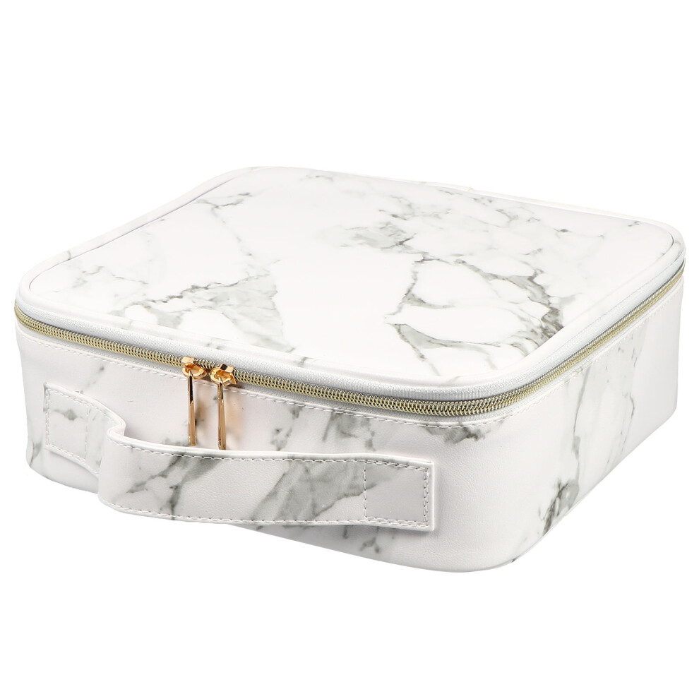 Vaguelly 1Pc Portable Marble Makeup Bag Durable Pu Nylon Cosmetic Storage