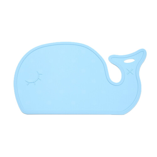1Pc Sky-Blue Silicone Placemat Whale Shape Kids Dining Table Mat