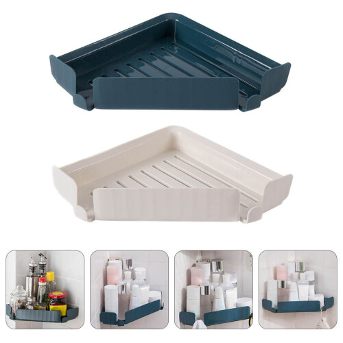 2Pcs Corner Shelf Bathroom Organizer Waterproof Plastic Storage Holder 2