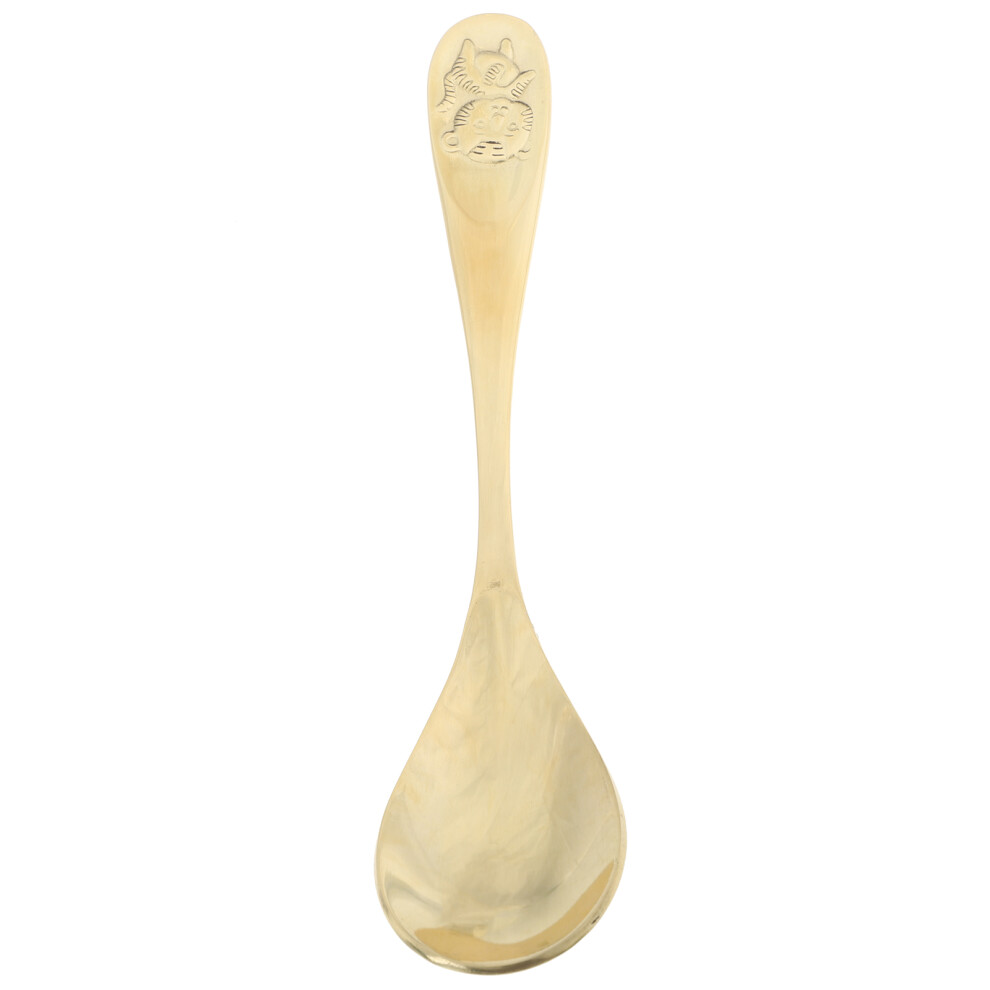 Raindrops Simple Copper Spoon Feeding Spoon 1Pcs For Children Golden Happyyami