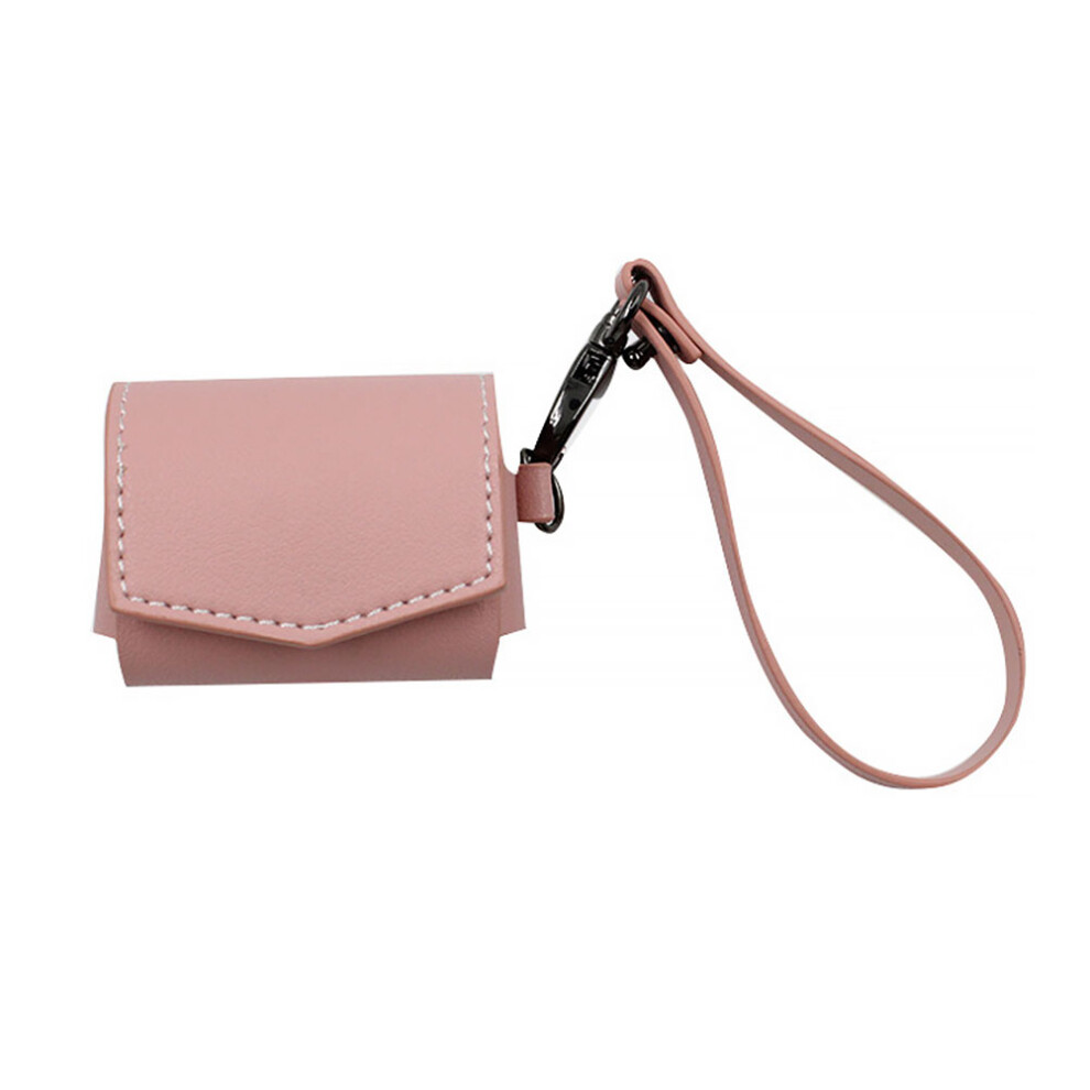 1Pc Durable Leather Earphone Storage Pouch With Snap Closure Pink 3061700151000