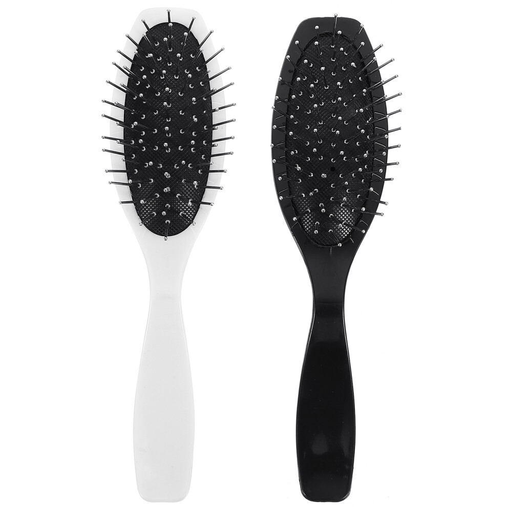 Vaguelly Unisex White 2Pcs Abs Detangling Hair Brush Comb Paddle Style For Wet And Dry Hair