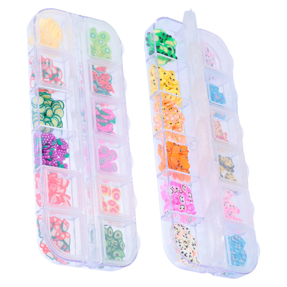 Vaguelly 2 Boxes Sliced Clay Fruit Nail Fruit Bars Polymer Clay