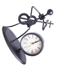 Dark Grey Creative Iron Music Band Clock Metal Desk Ornament