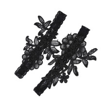 1Pair Black Lace Wedding Bride Garter Set Elastic Floral Bridal Belt