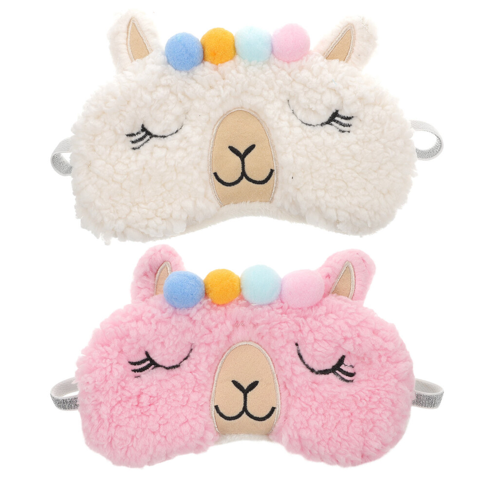 Vaguelly Light 2Pcs Alpaca Design Sleep Eye Masks Soft Cashmere Travel Blindfolds