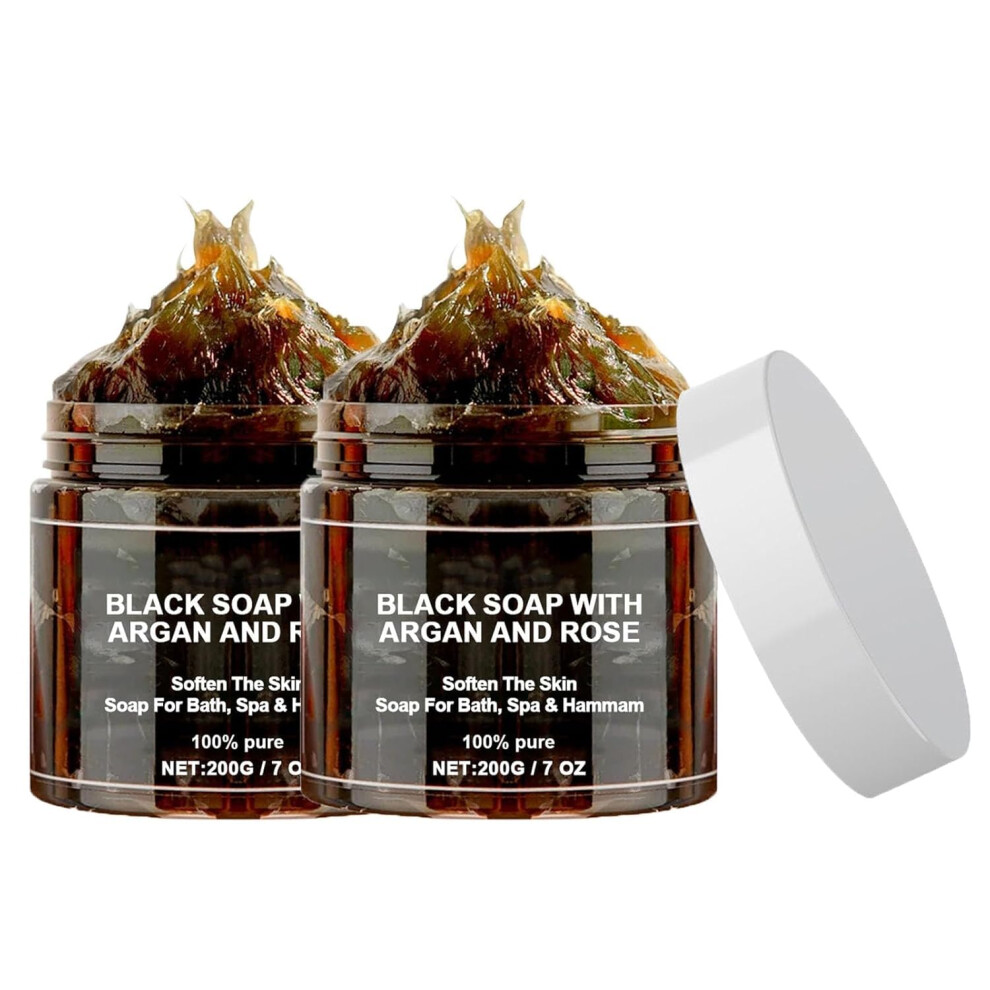 Moroccan Black Soap with Argan and Rose â Gentle Deep Cleansing Body Scrub for Bath and Spa