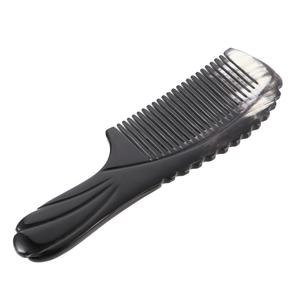 Happyyami 1Pc Durable Black Horn Massage Comb For Easy Detangling And Hair Care
